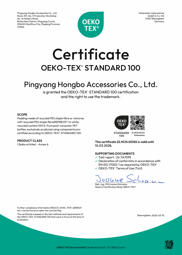 Baby Sleep Sack Manufacturer Product Certificate