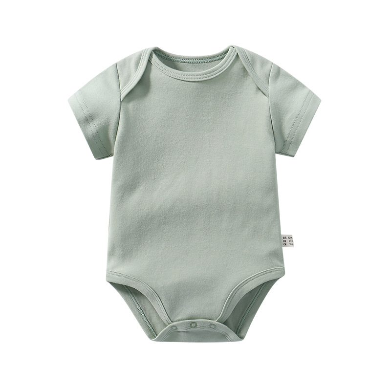 Wholesale 100% Cotton Short-Sleeve Baby Romper in Solid Colors