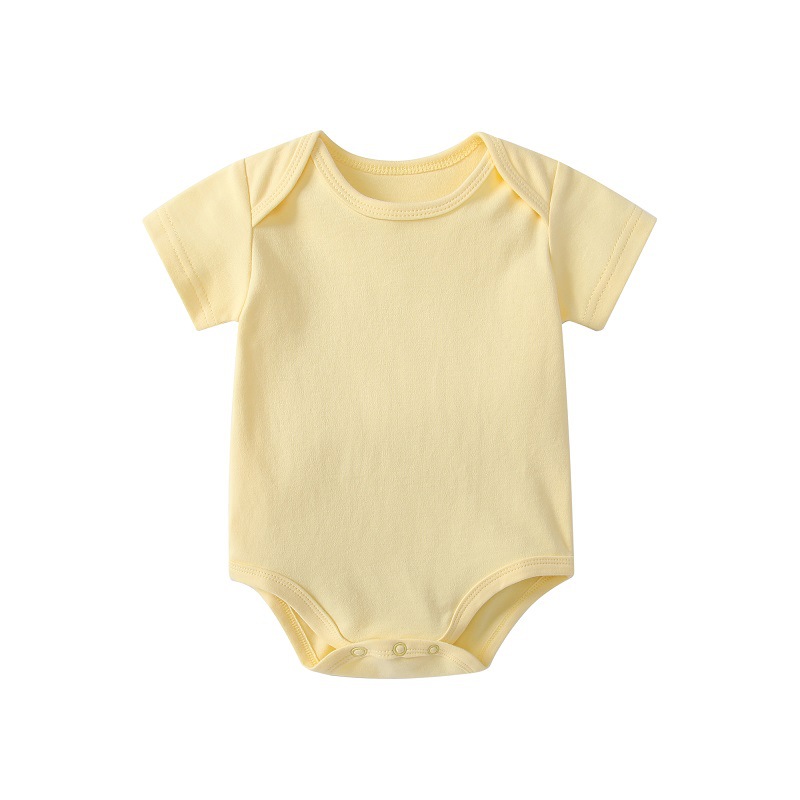 Wholesale 100% Cotton Short-Sleeve Baby Romper in Solid Colors